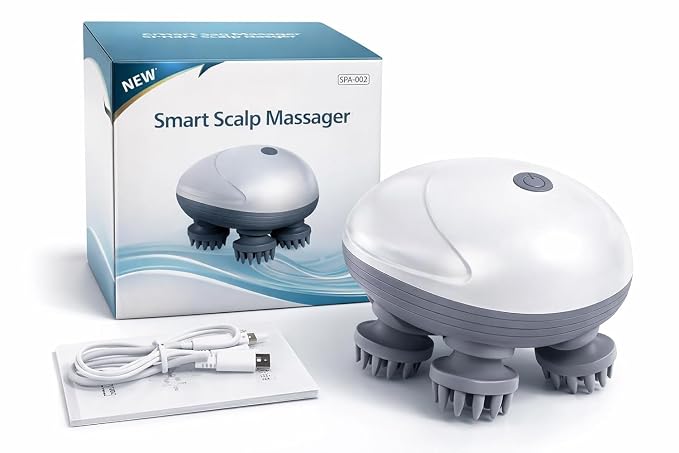 Electric Scalp Massager – Wireless 3-Mode Head Massager with Silicone Massage Brushes