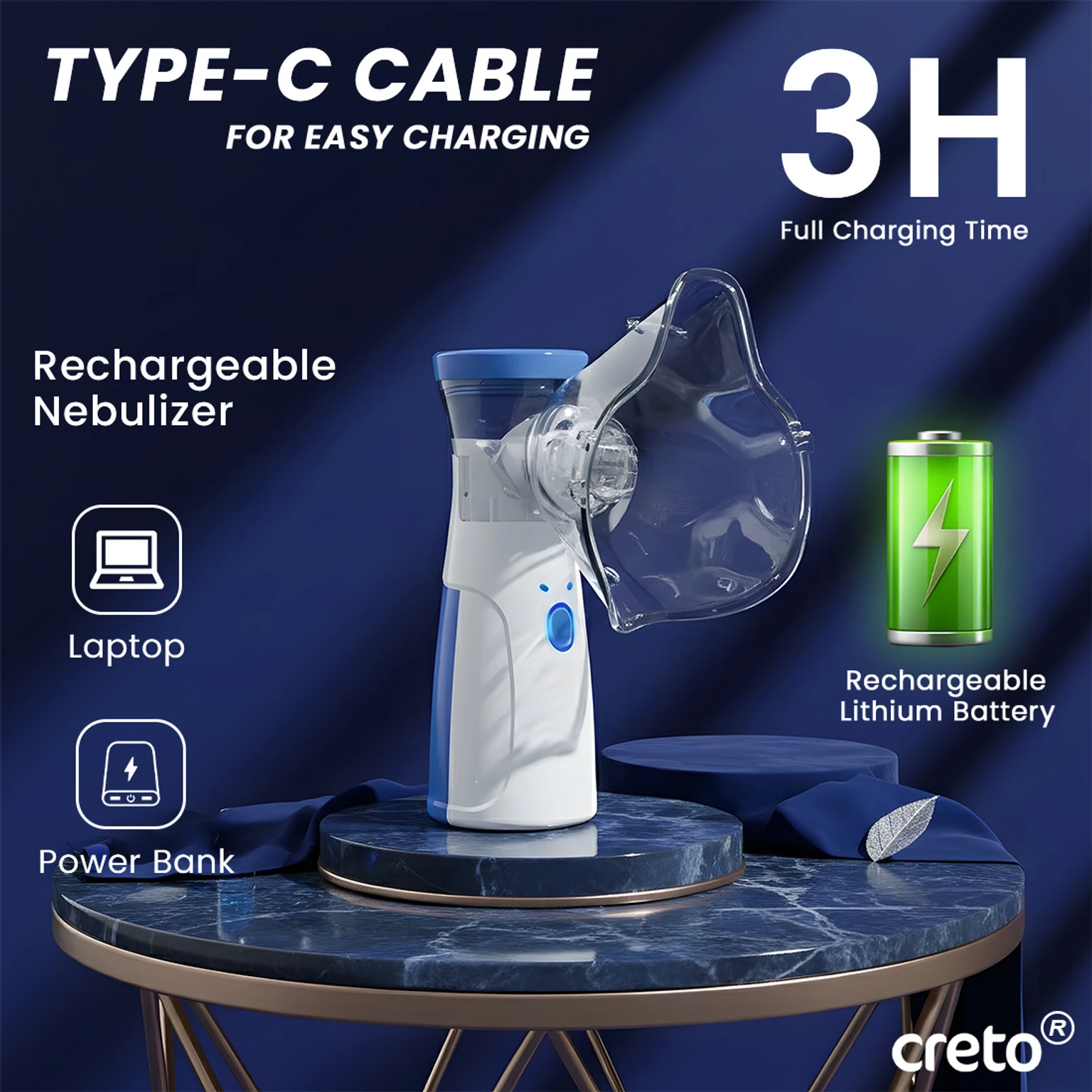Portable Rechargeable Mesh Nebulizer for Adults & Kids – Compact Handheld Nebulizer Machine