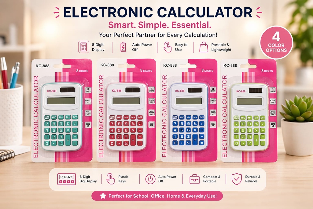 KC-888 8-Digit Electronic Calculator | Mini Portable Calculator